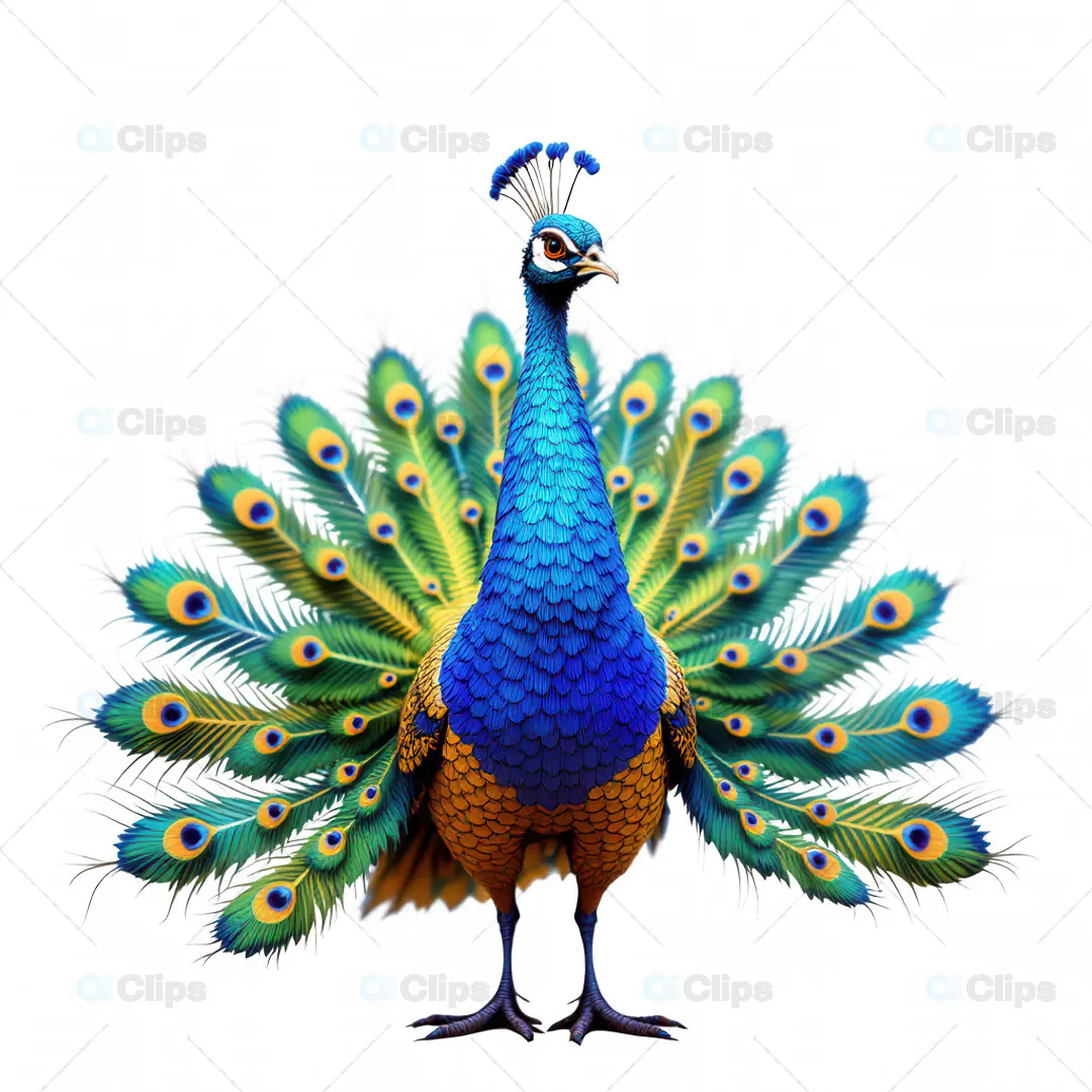 Elegant 3D Model of a Peacock with Spread Feathers
