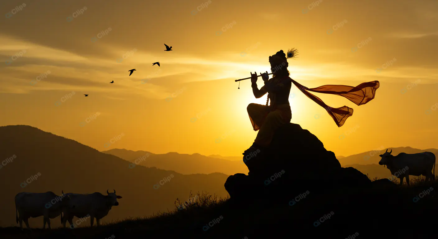 Krishna's Melody at Sunset