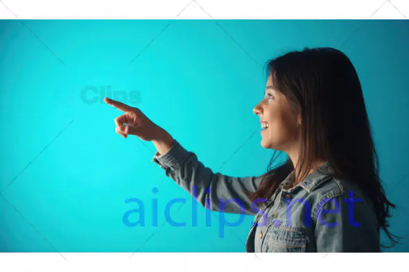Smiling Girl Pointing Sideways