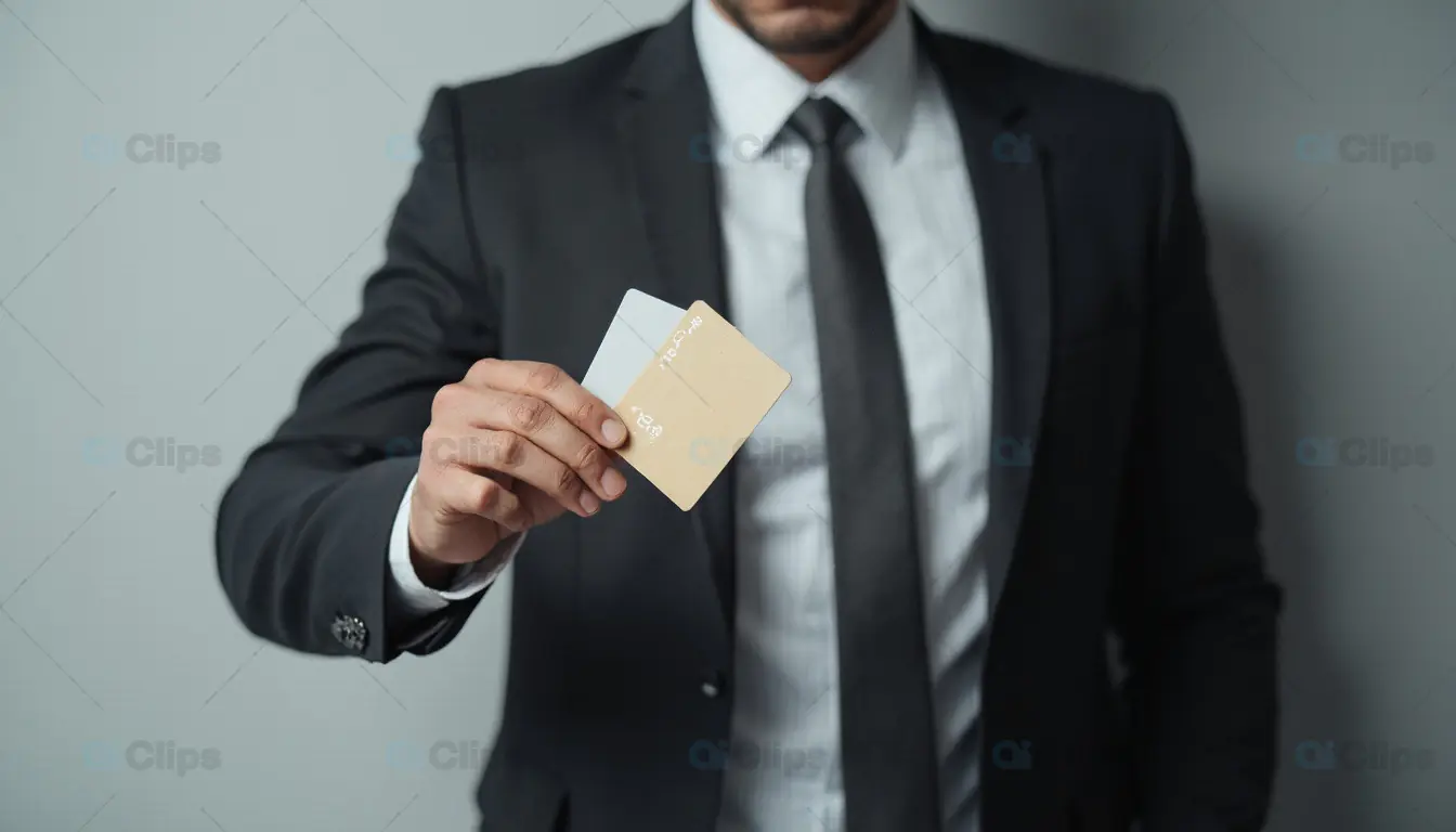 Businessman Holding Credit Cards