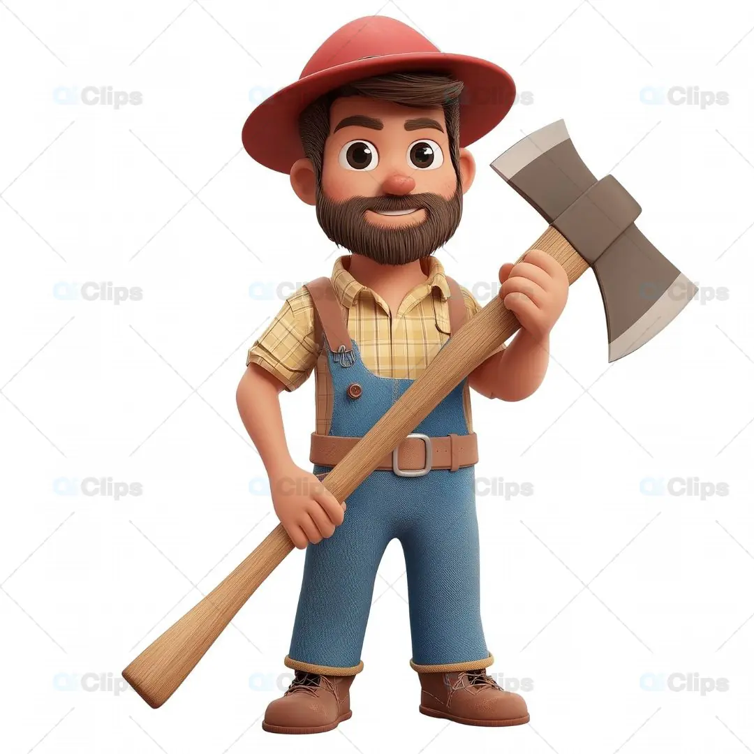 3D Lumberjack Character with Axe