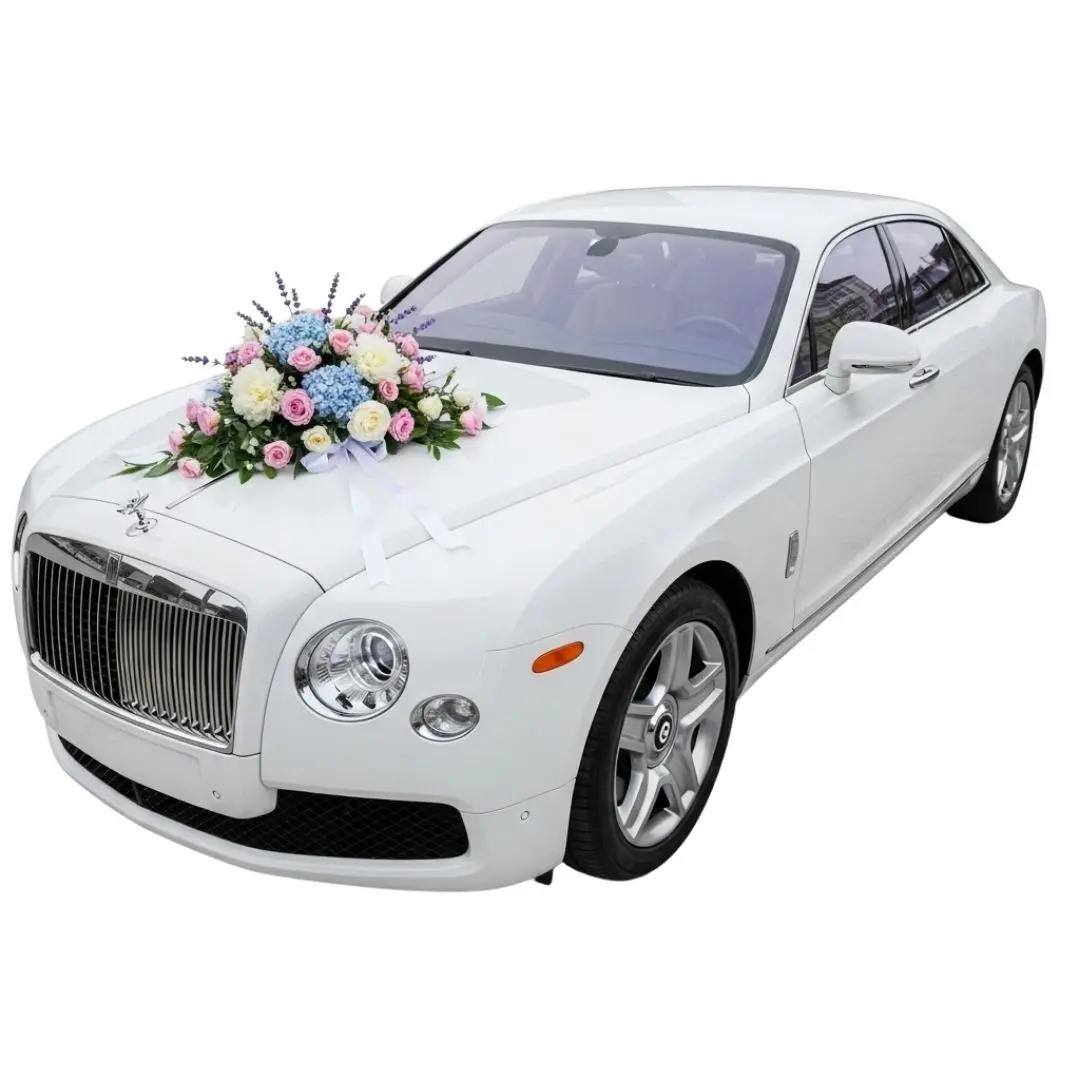 White Luxury Rolls-Royce Wedding Car Decoration Clipart PNG