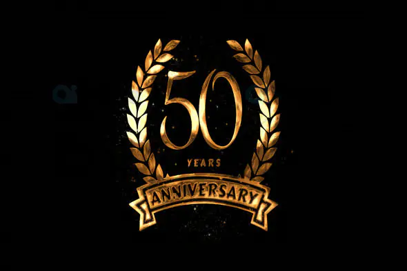 50 Years Anniversary Golden Emblem Animation