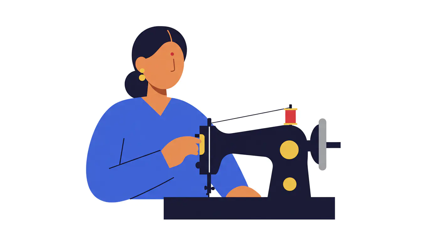 Modern Seamstress Vector Graphic