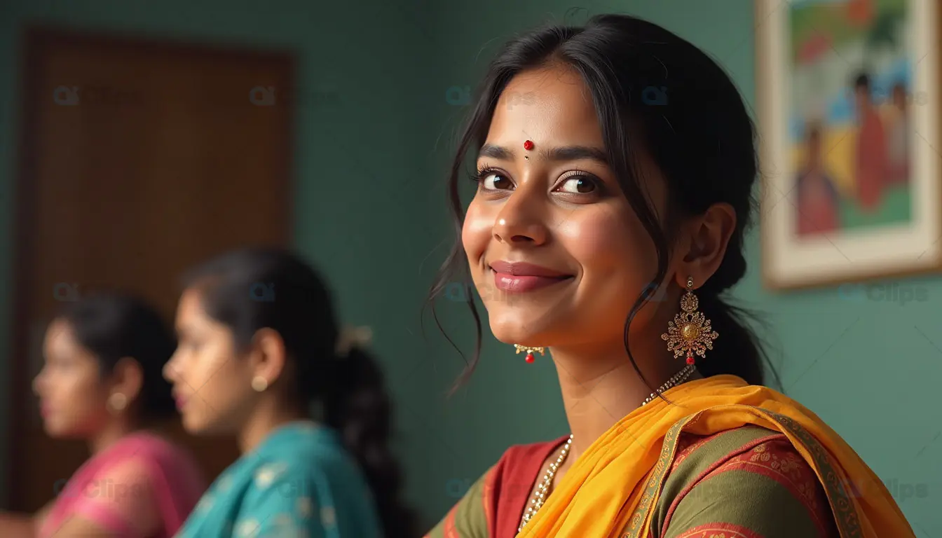 Indian Woman in Traditional Attire Smiling