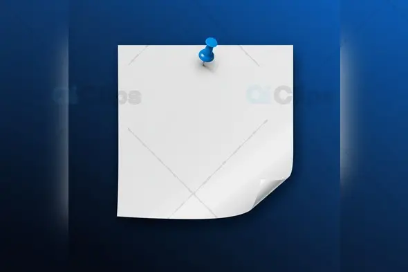 Pinned White Paper Mockup on Blue Background