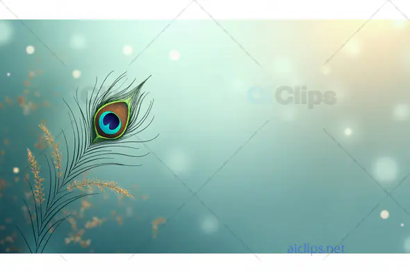 Peacock Feather on Serene Bokeh Background