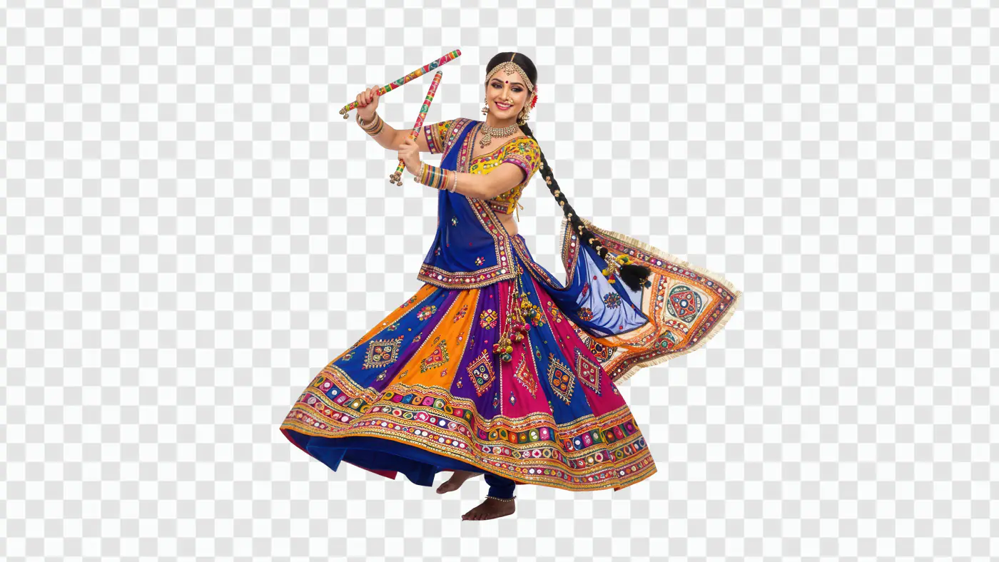 Energetic Garba Dancer Twirling Colorful Traditional Attire