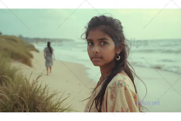 Girl by the Beach at Sunset