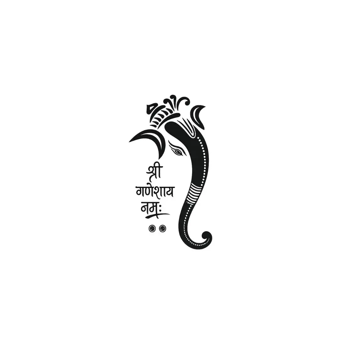 Shri Ganeshay Namah Mantra Grey Calligraphy Ganesha PNG