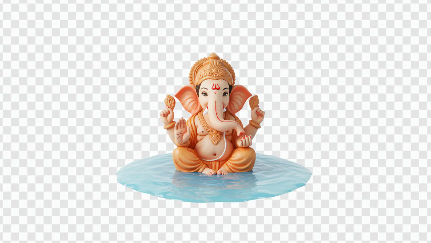 Serene Lord Ganesha Idol on Water PNG