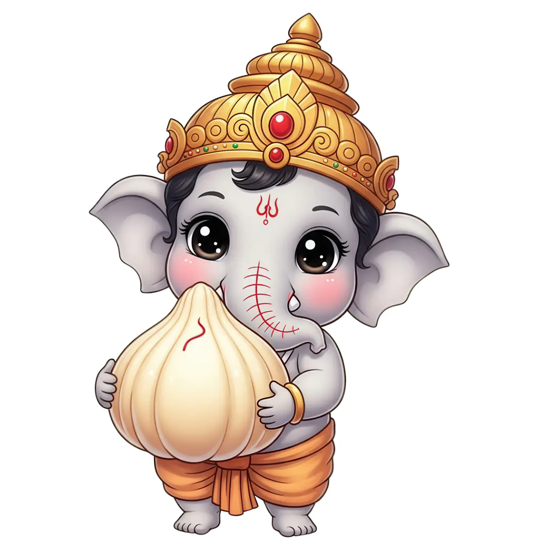 Cute Baby Ganesha Holding Modak PNG Clipart