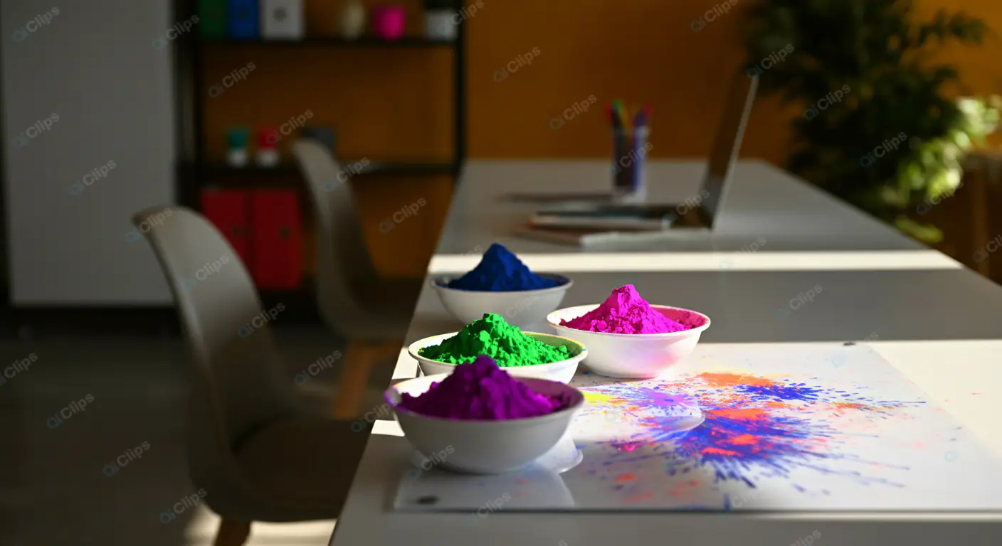 Vibrant Holi Powder Home Office
