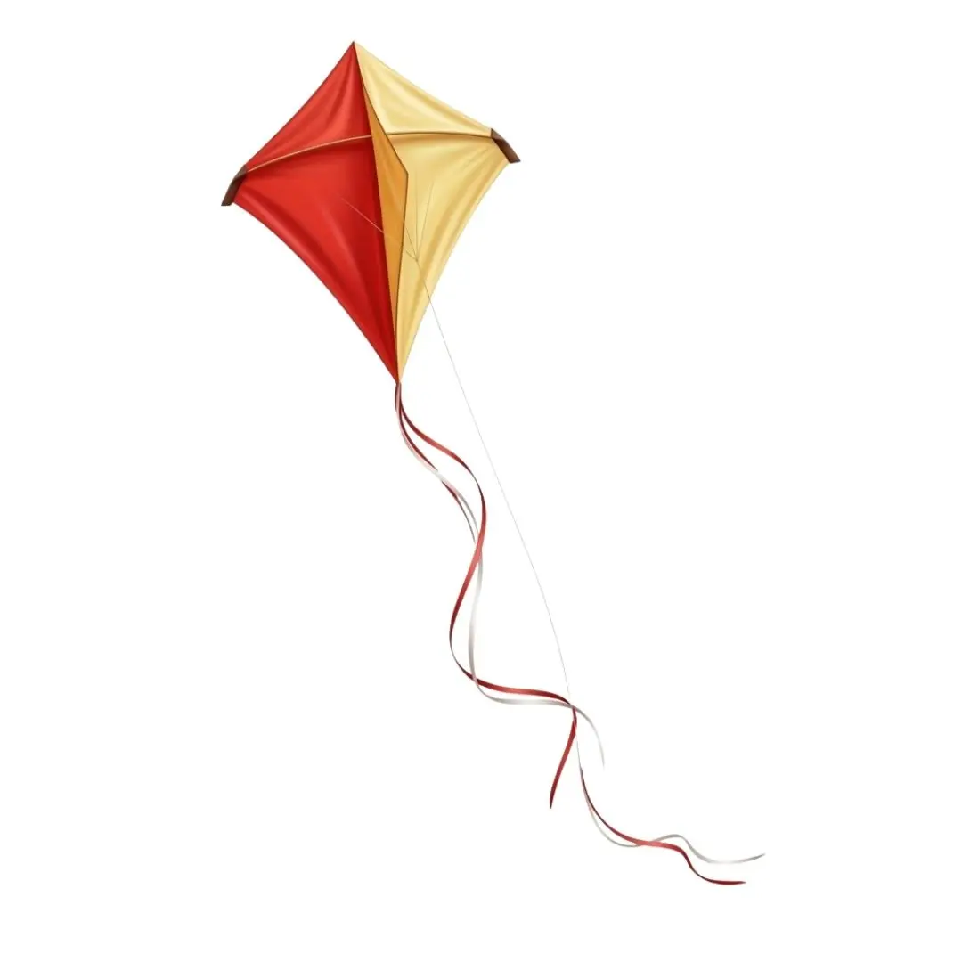Realistic Red and Yellow Festival Flying Kite Clipart PNG