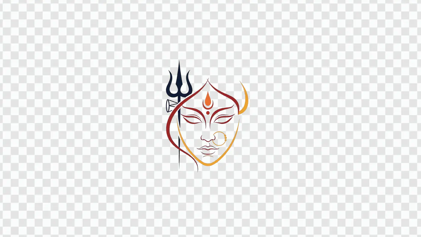 Abstract Goddess Durga Face with Trident PNG