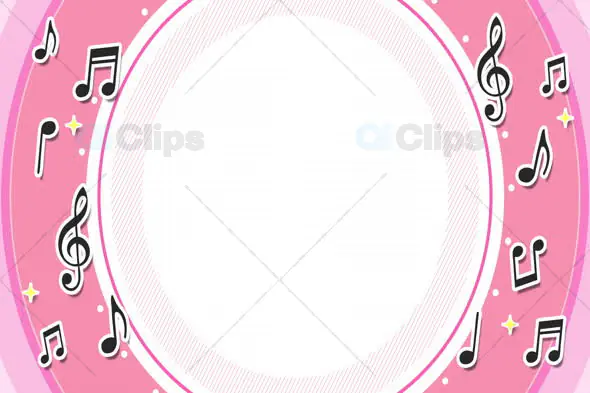 Musical Notes Pink Background with Circular Frame