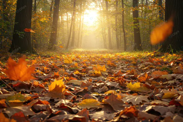 Sunlit Autumn Forest Path