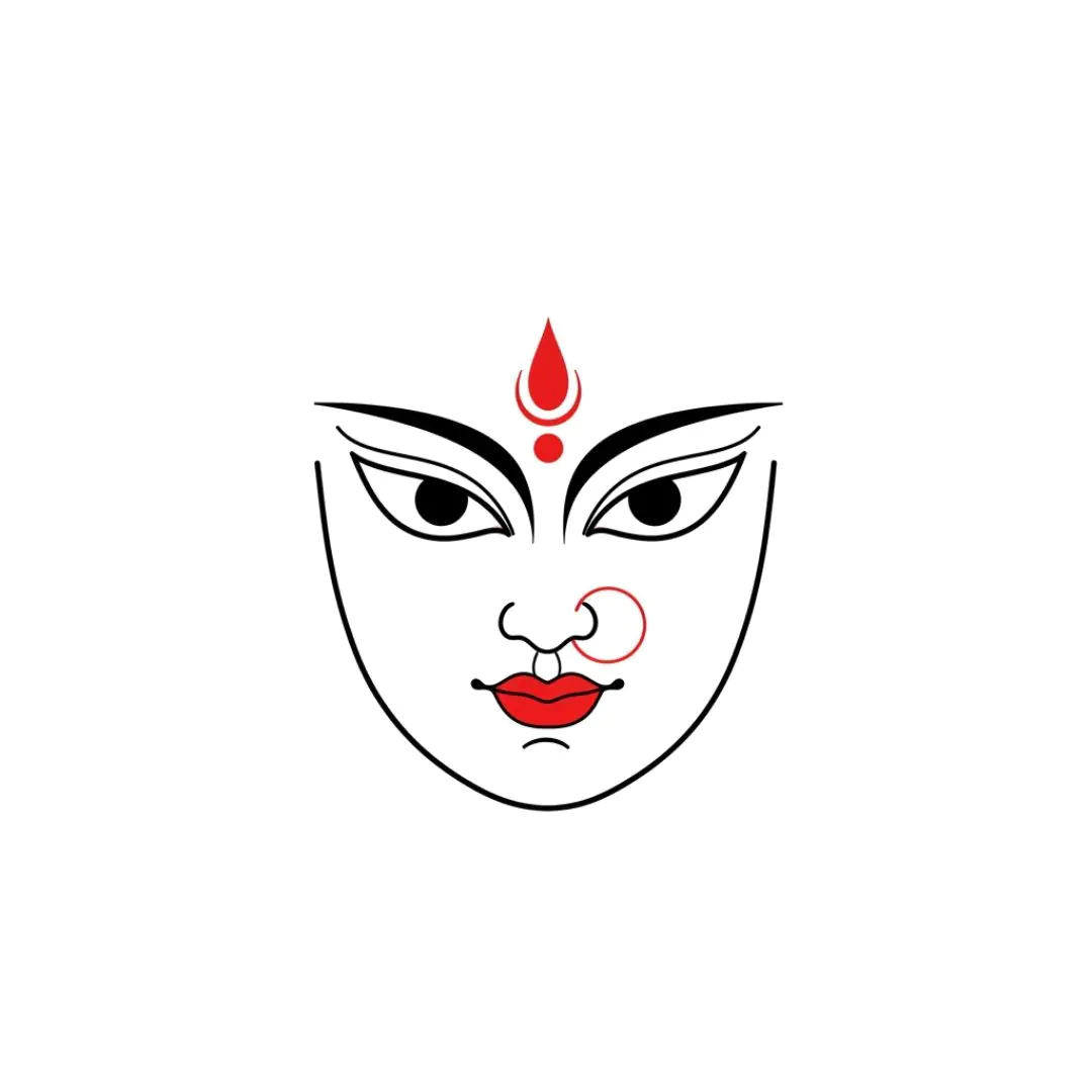 Minimalist Durga Goddess Face Design PNG