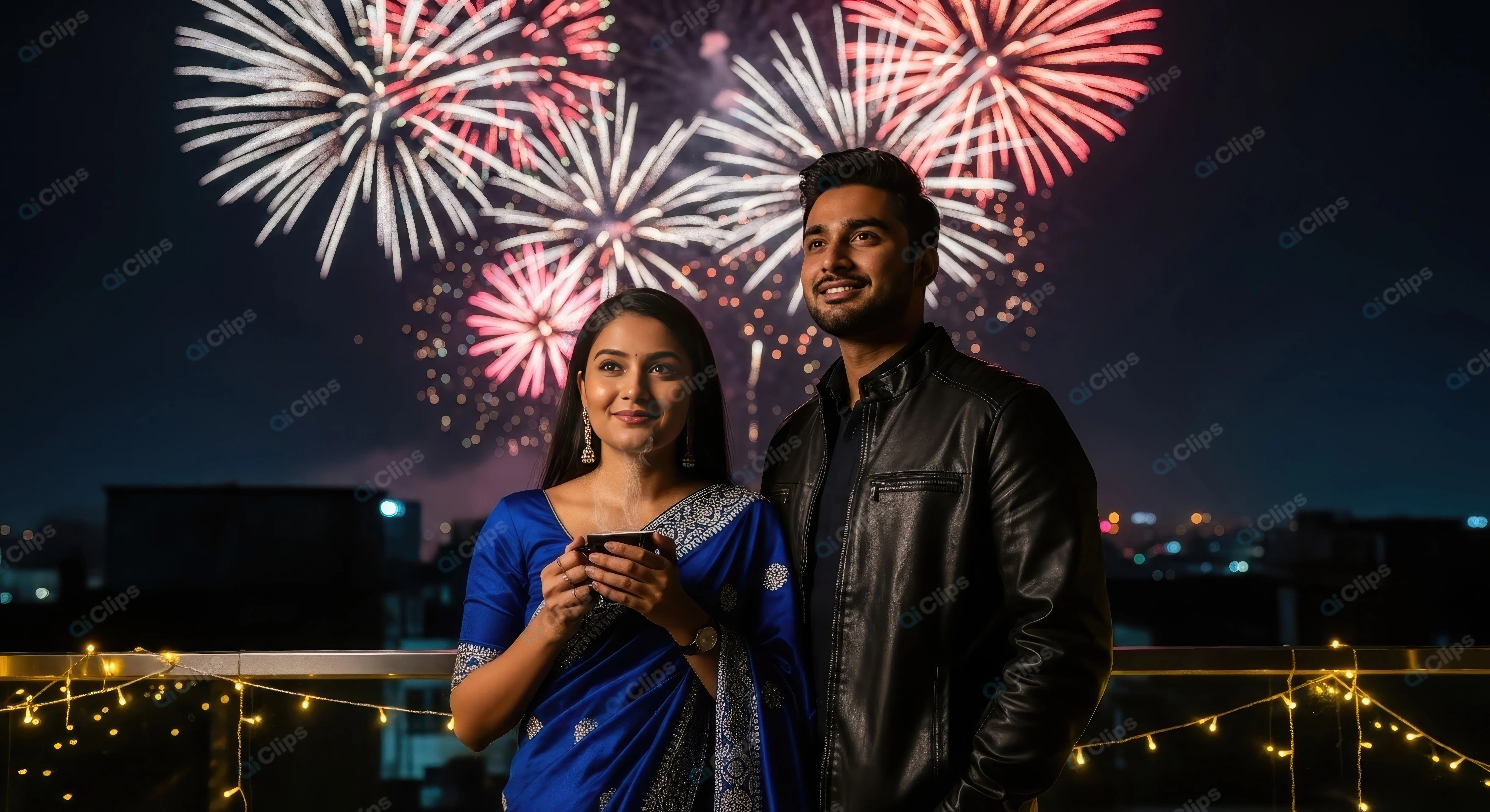 Indian Couple's Rooftop Celebration