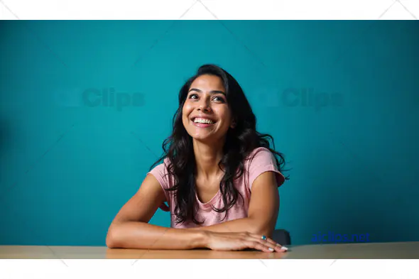 Smiling Woman at Desk