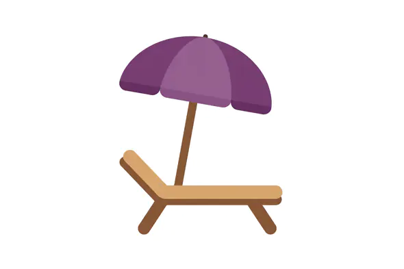 Beach Lounger with Purple Umbrella Icon