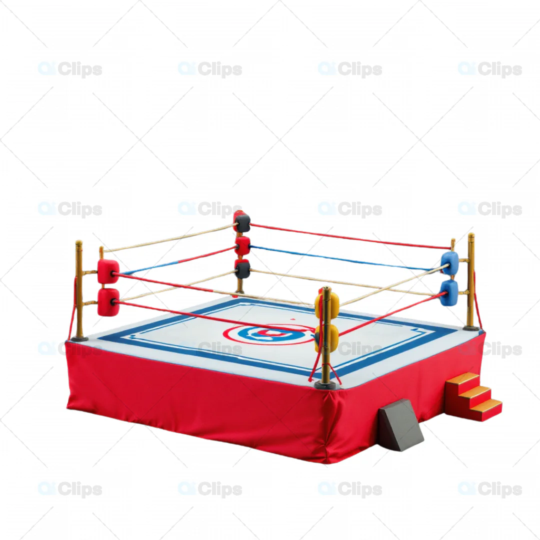 Vibrant 3D Boxing Ring with Red and Blue Rope Design