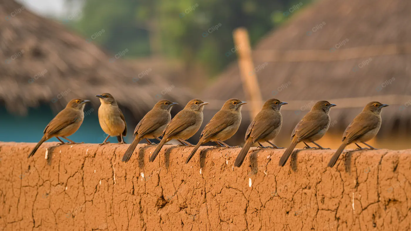 Songbirds on Adobe Wall