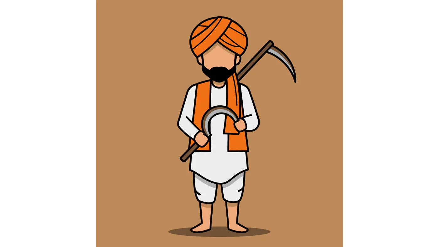 Sikh Farmer Vector Illustration