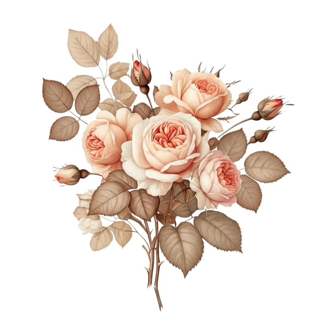 Vintage Peach Rose Bouquet PNG Clipart