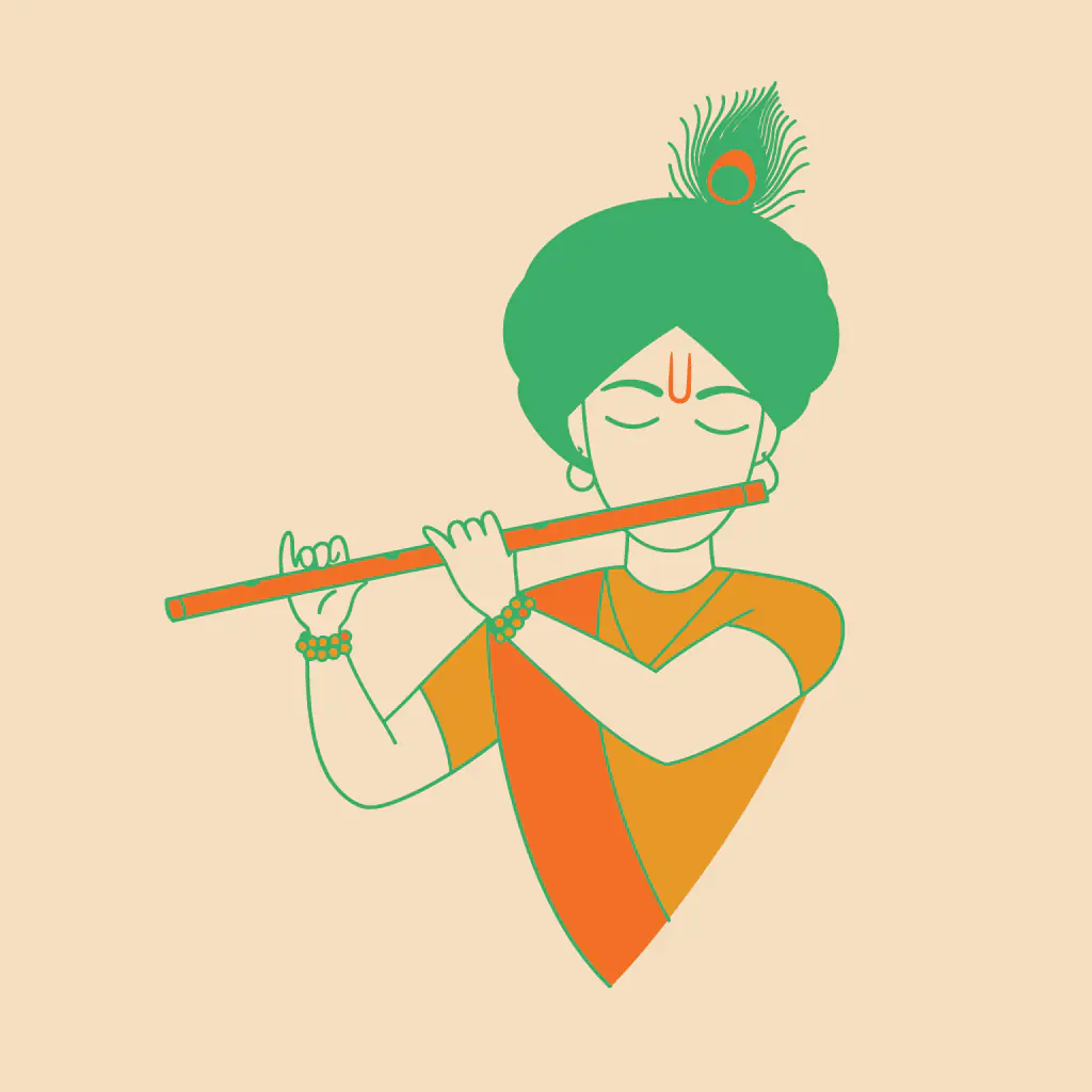 Minimalist Krishna Vector Art
