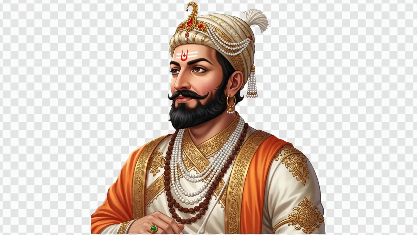 Chhatrapati Shivaji Maharaj Regal Portrait Illustration Clipart PNG