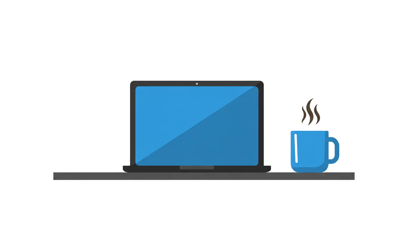 Laptop and Coffee Mug Vector