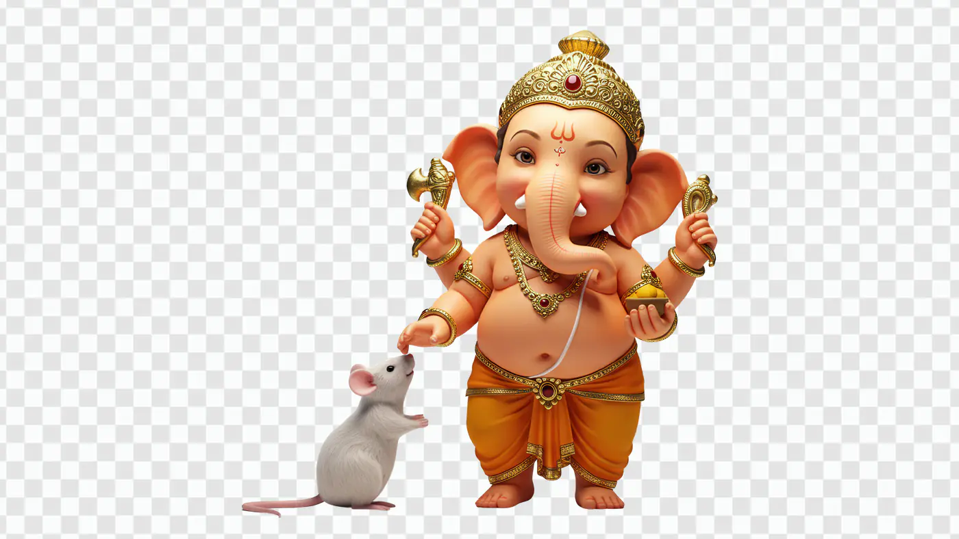 Ganesha Deity Blessing Mouse Companion PNG Clipart