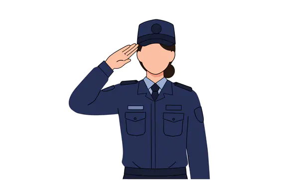 Female Police Officer Saluting Vector