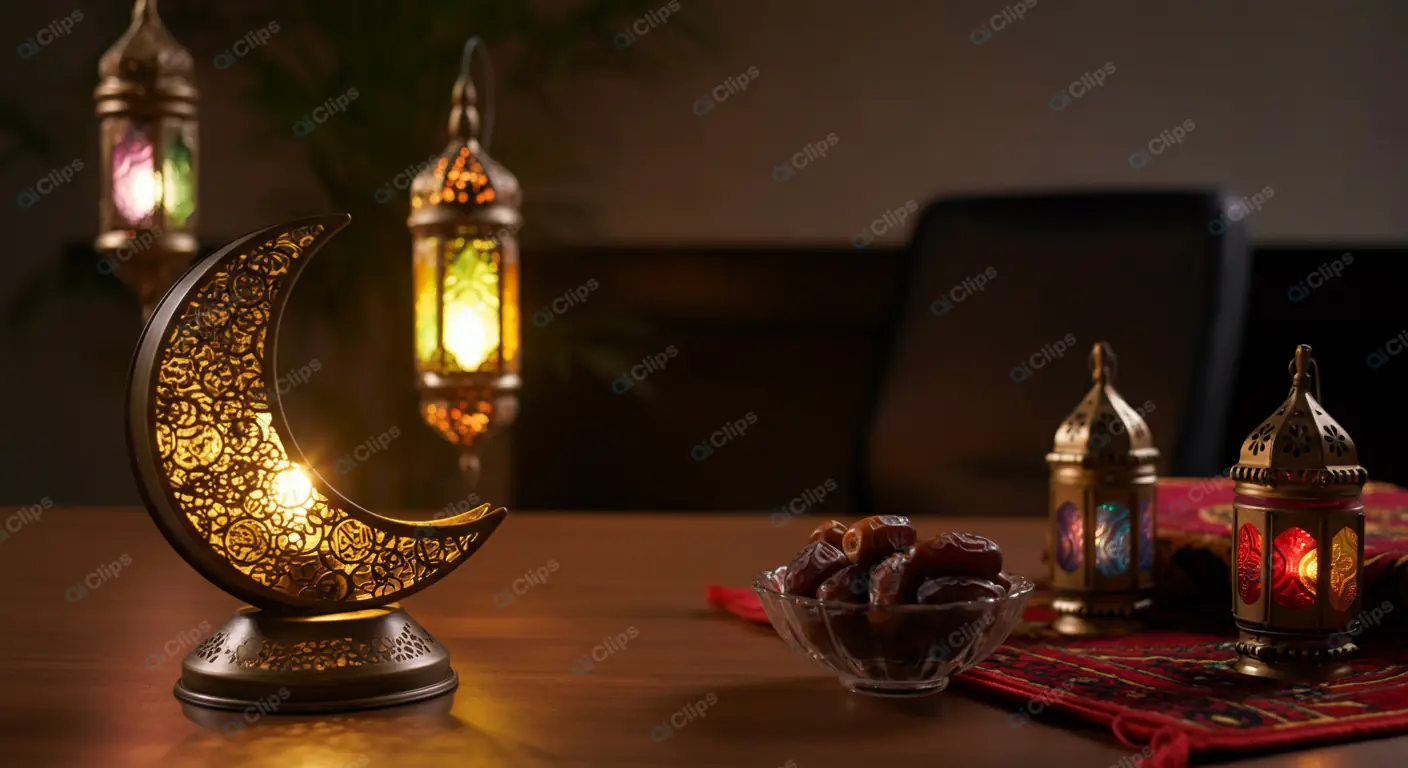Ramadan Lantern and Crescent Display