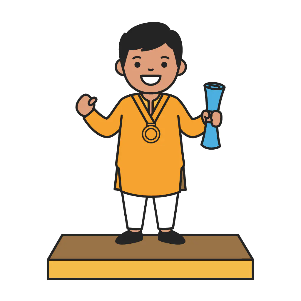 Victorious Student Vector Graphic