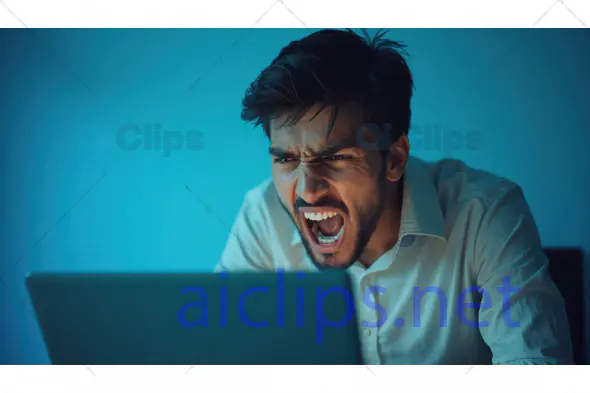 Angry Man Yelling at Computer Screen