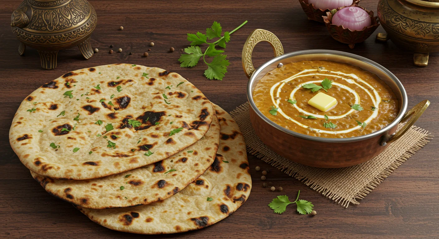 Authentic Dal Makhani and Naan | Rustic Indian Food Setup | AIClips