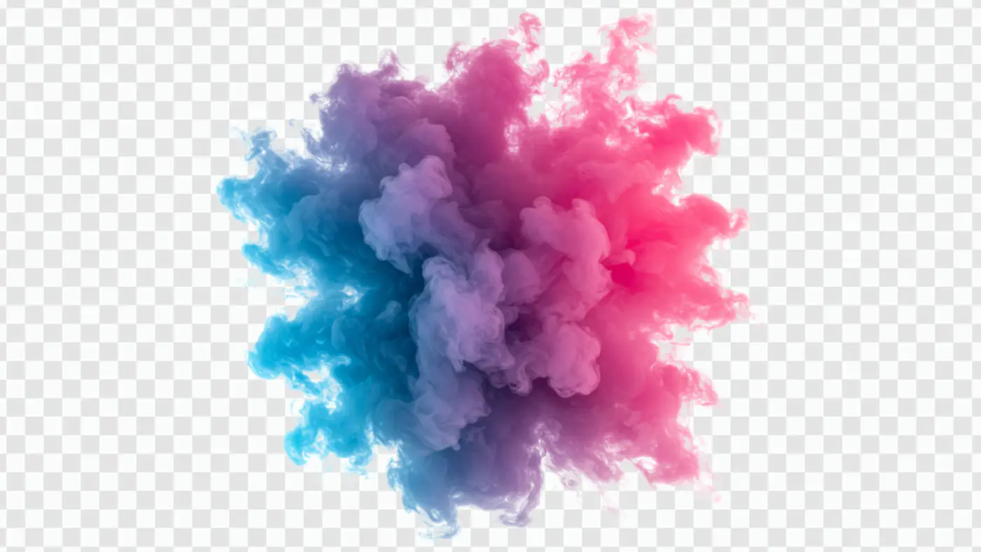 Vibrant Blue Pink Smoke Explosion PNG Clipart