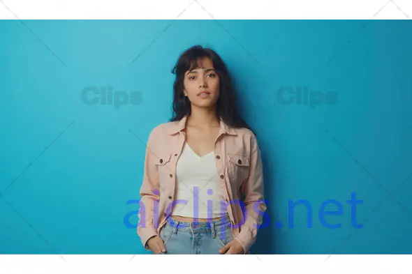 Casual Woman Against Blue Background