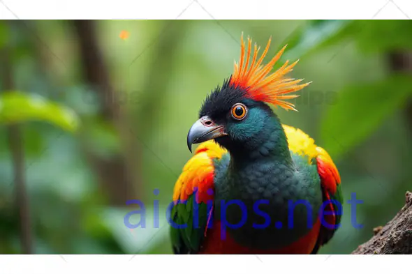 Exotic Colorful Bird with Crest