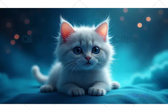 Adorable White Kitten with Blue Eyes