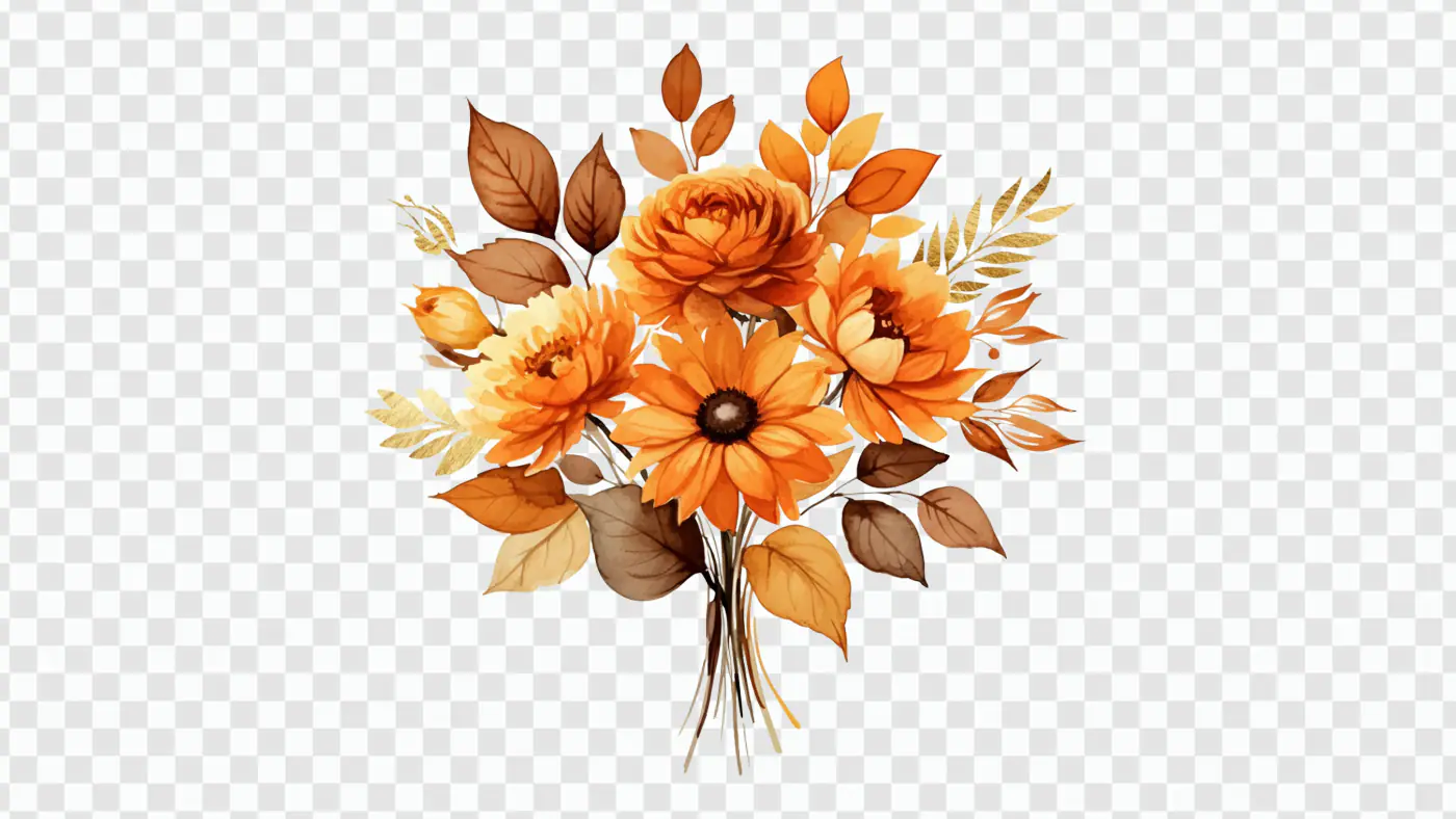 Rustic Fall Floral Bouquet Watercolor PNG Clipart