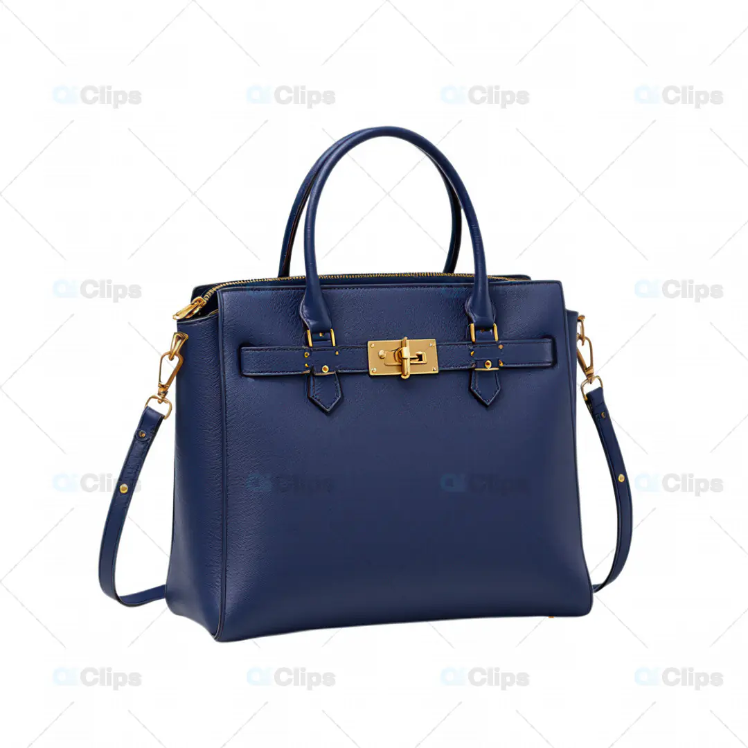 3D Realistic Navy Blue Leather Handbag Model