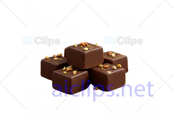 3D Chocolate Burfi Squares with Nut Garnish