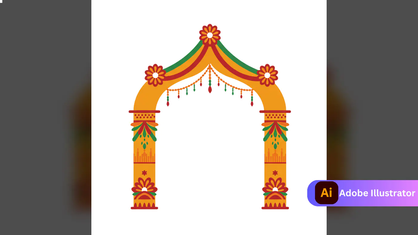 Vibrant Indian Wedding Arch Vector