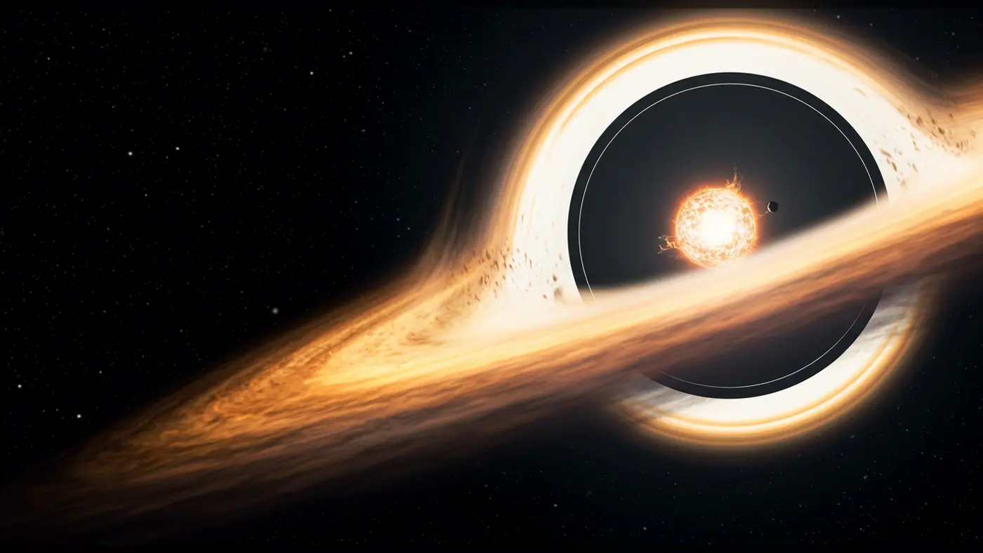 Massive Black Hole with Accretion Disk – Deep Space Cosmic Scene
