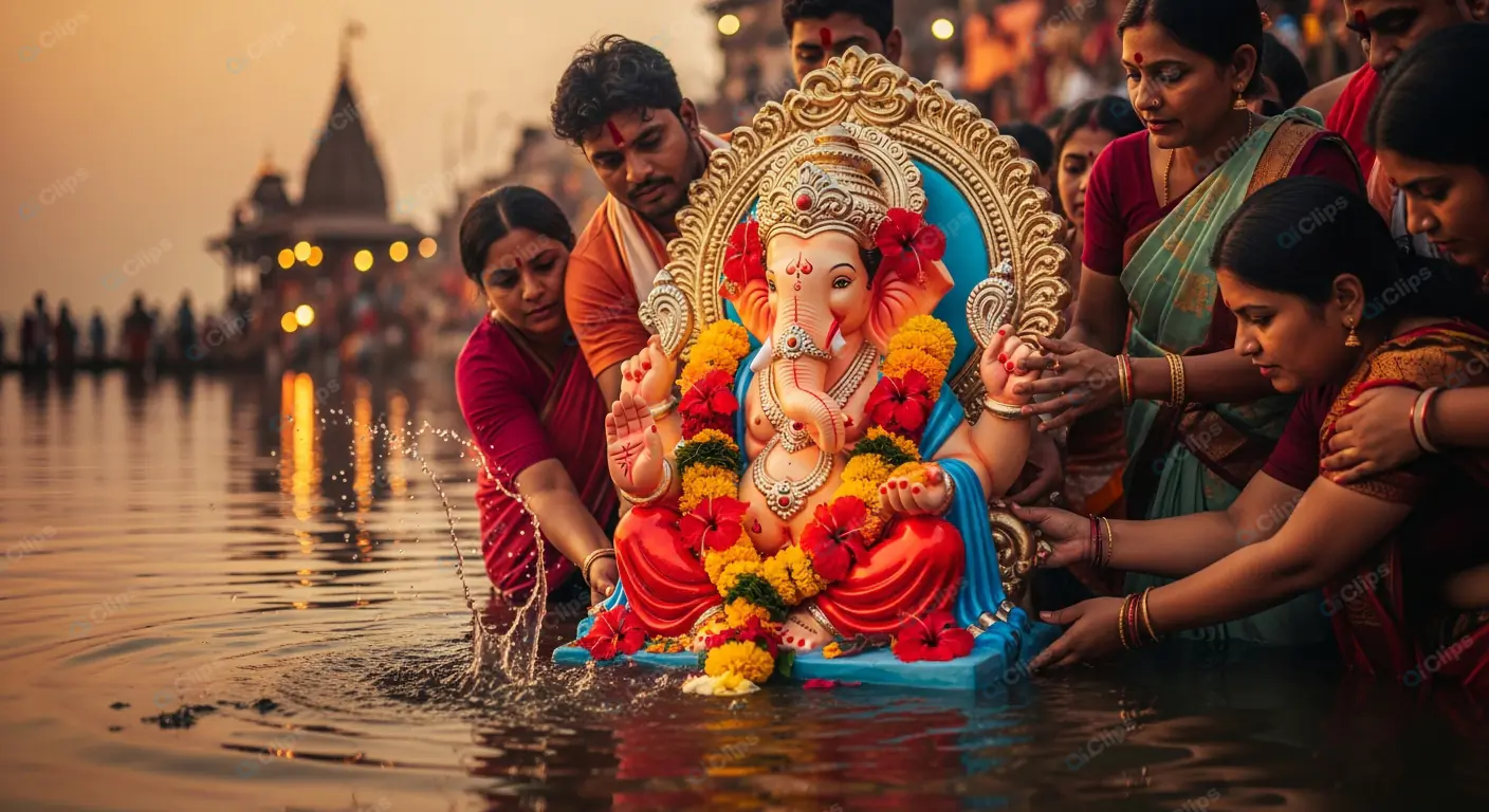 Ganesha Immersion Ritual at Dusk