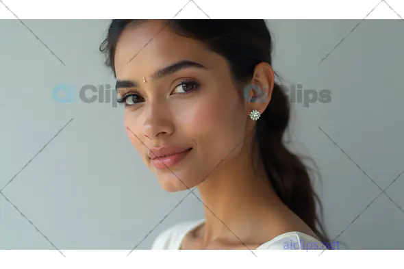 Elegant Portrait of Indian Woman with Diamond Earrings