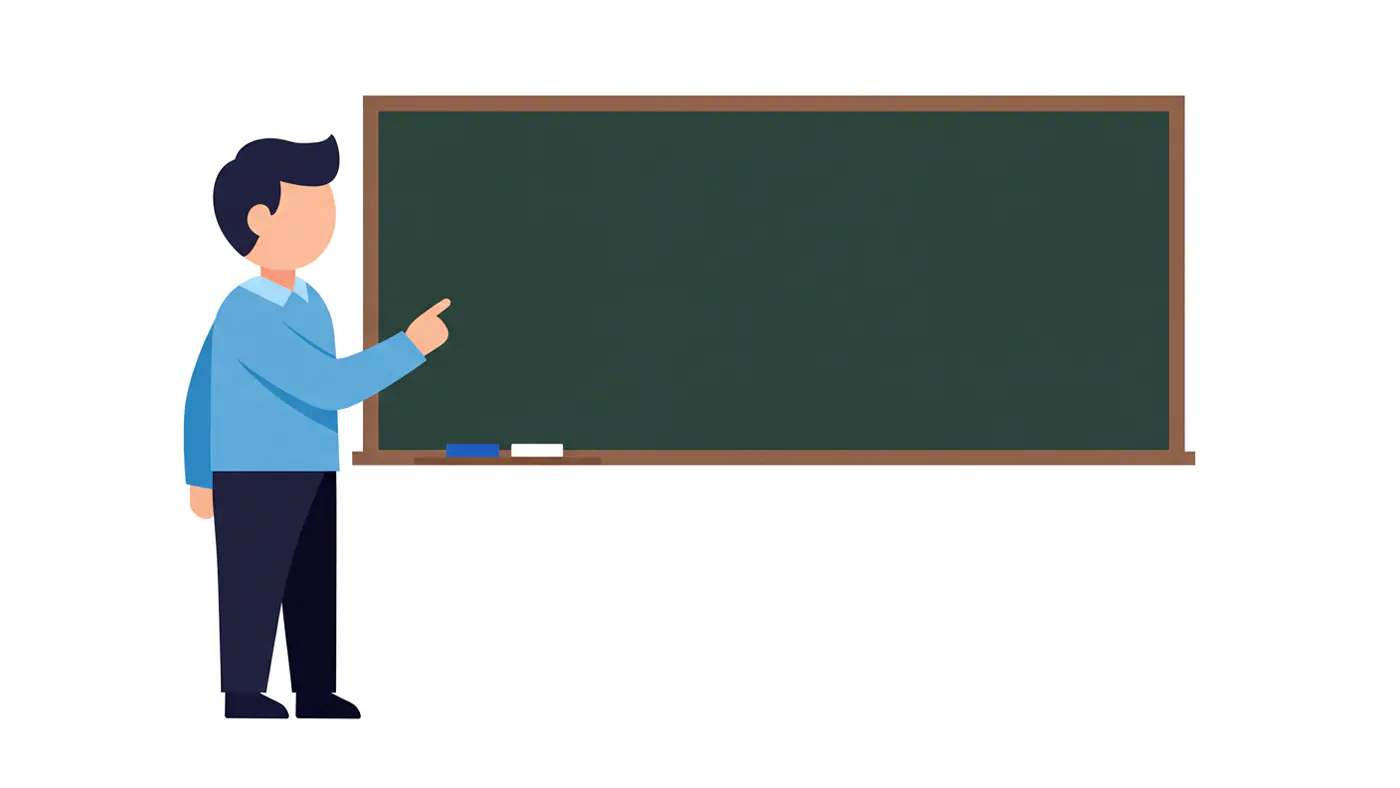 Educator at Chalkboard Vector
